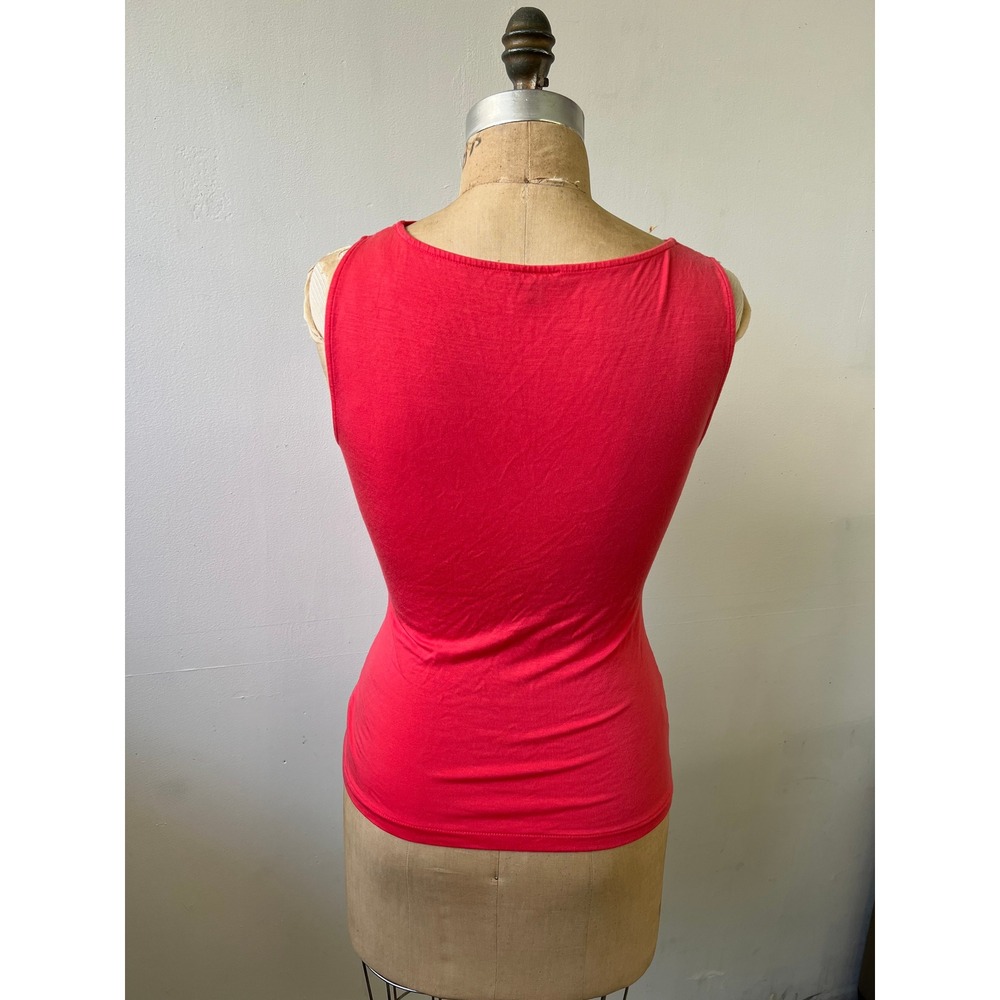 Ann Taylor Women Coral Pink Surplice V-Neck Tencel Blend Tank Top XS 23-120278 - Picture 2 of 5